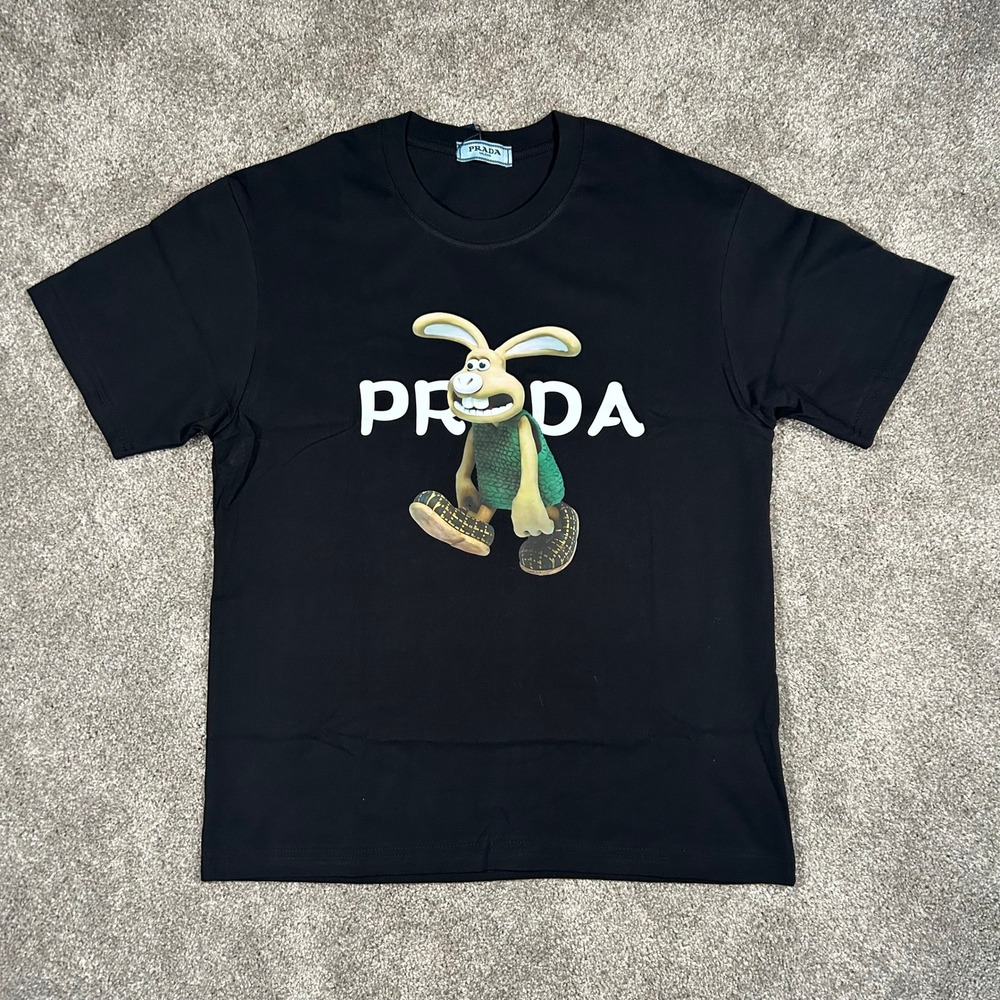 Prada Wallace & Gromit Preston Graphic T-Shirt Black Mens Medium NEW